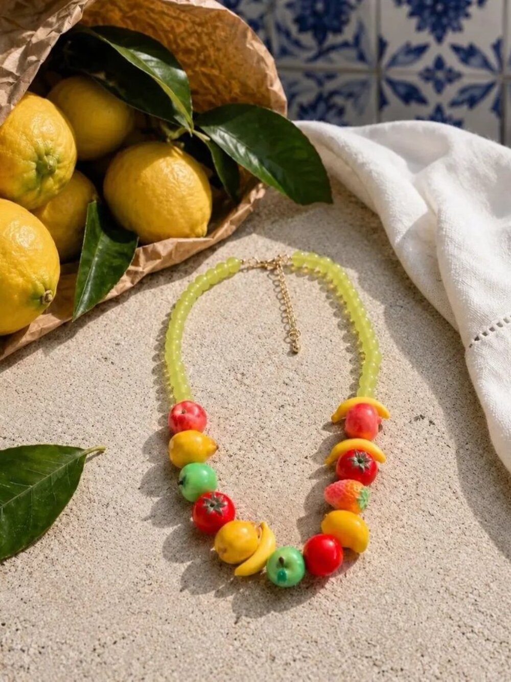 Dopamine Fruit Necklace Zara Strawberry Tomato Boho Statement Lucite Y2K Apple